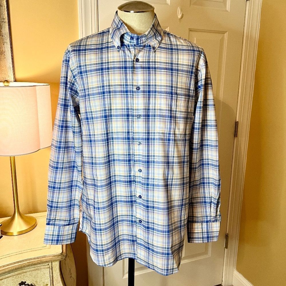 NWOT $185 Men's Hagen Carmel CA Classic Fit Plaid Button Front Shirt Size XL
